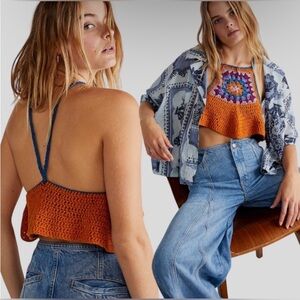 NWOT Free People Bella Festival Crochet Cropped Top Size XS